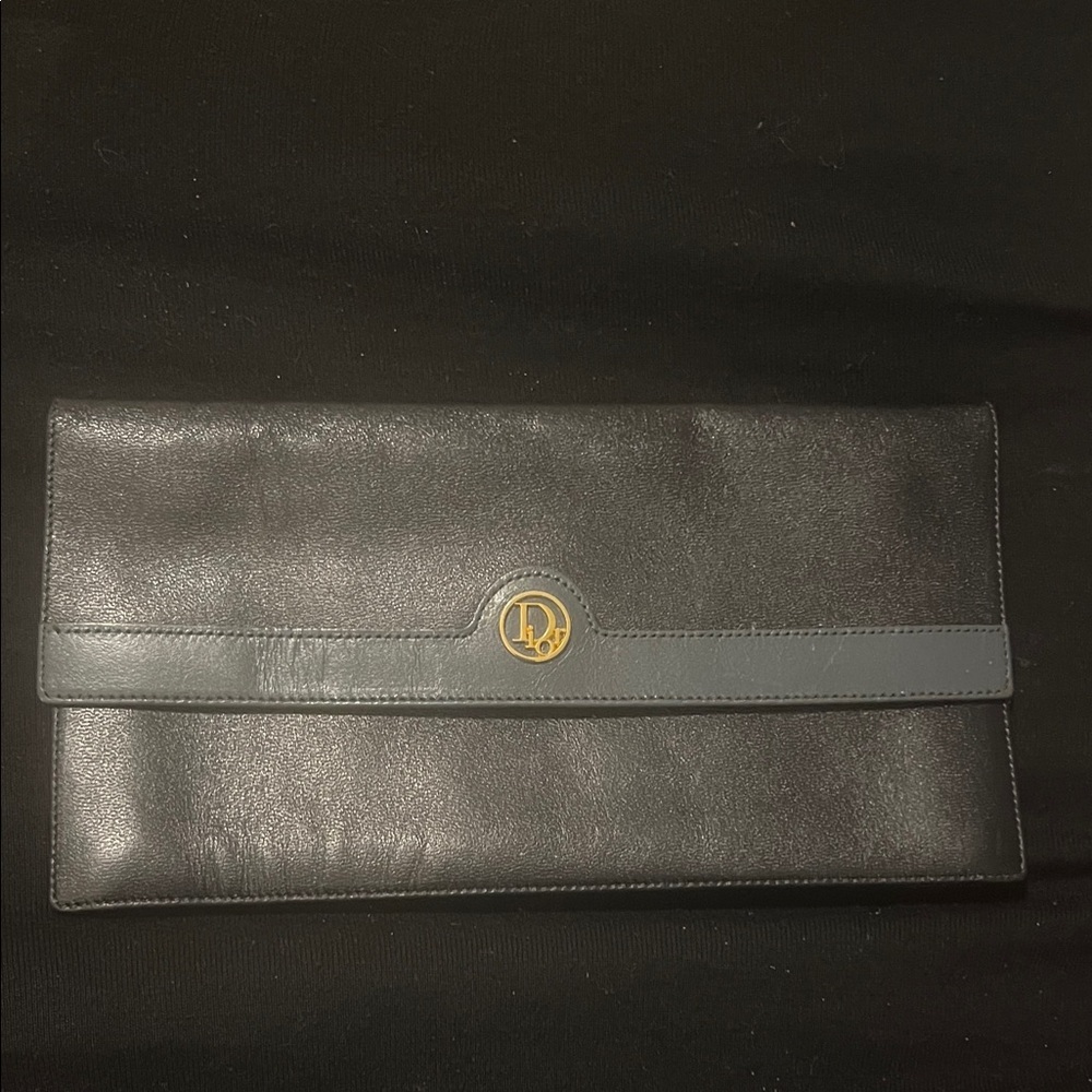 Dior Black Leather wallet with Gold Logo